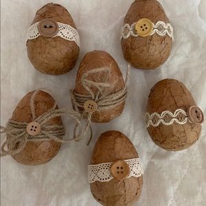 Set of 6 Rustic Decorative Eggs, Farmhouse Decor , New, Handmade